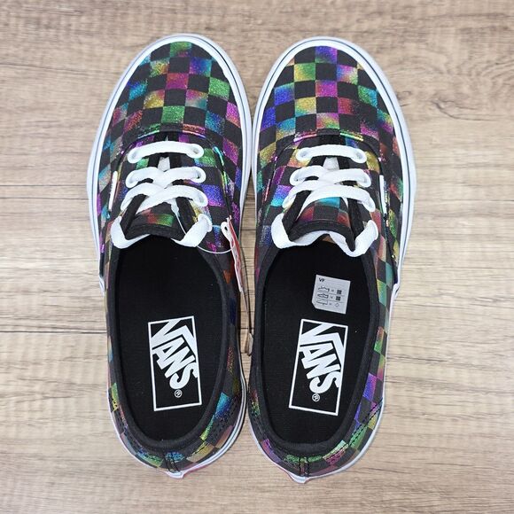 VANS Authentic Iridiscent Checkerboard Women's Sz 6.5 Black Multicolor Shoes NEW - Picture 5 of 9